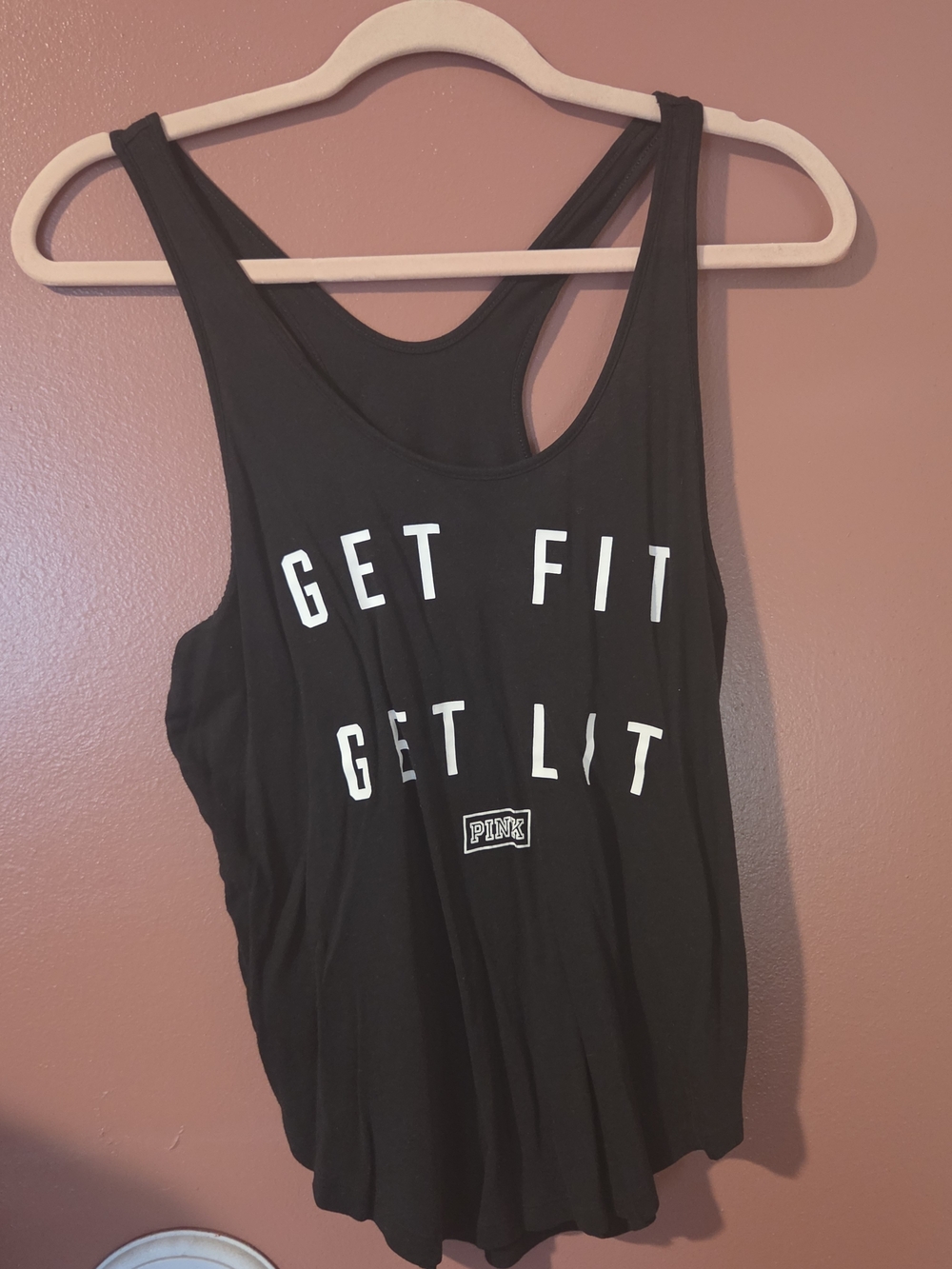 PINK Victoria's Secret Black 'Get Fit Get Lit' Racerback Tank